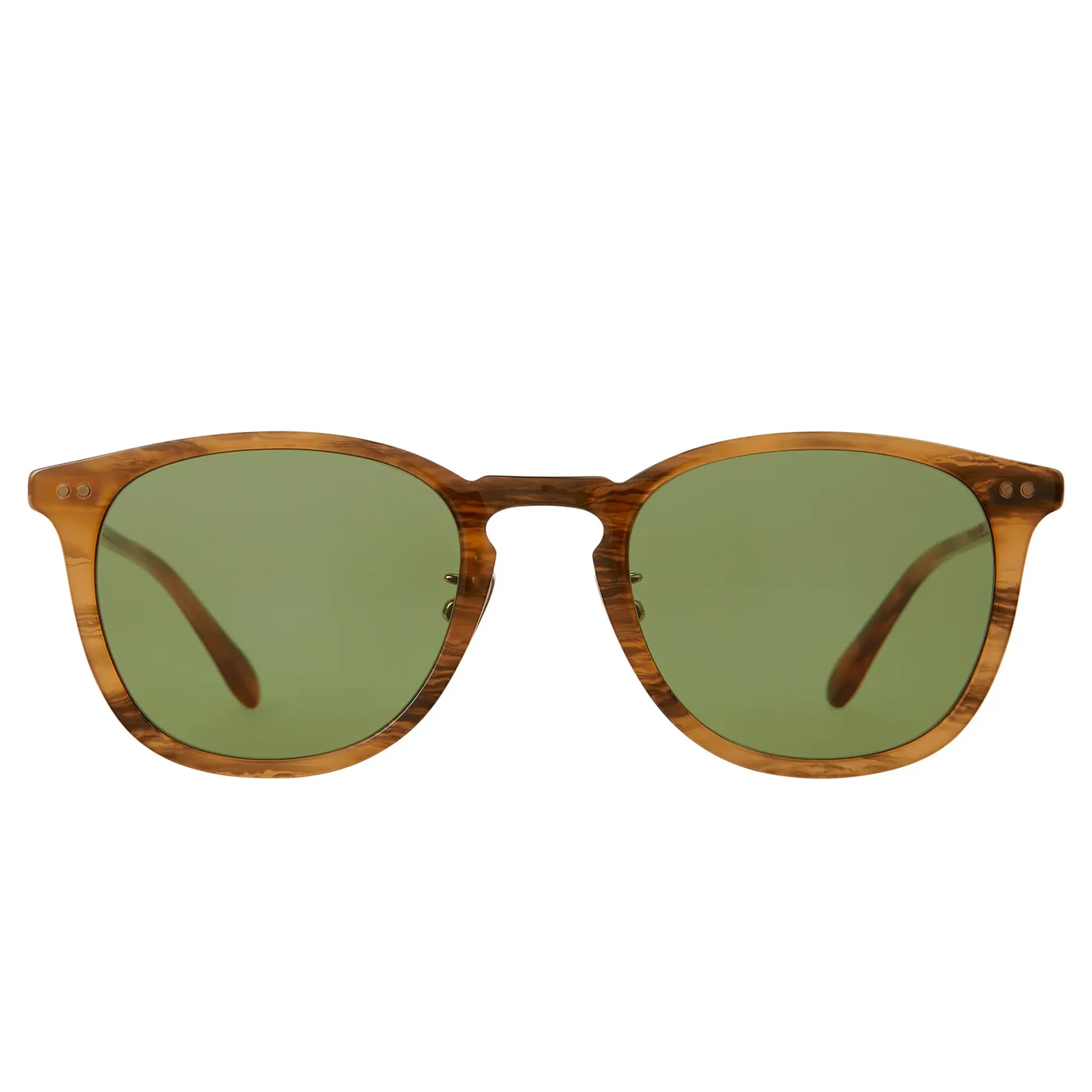 Front View of Garrett Leight Kinney J Forever Classic Sunrise Tortoise Sunglasses 2168-49-GPF/PGY